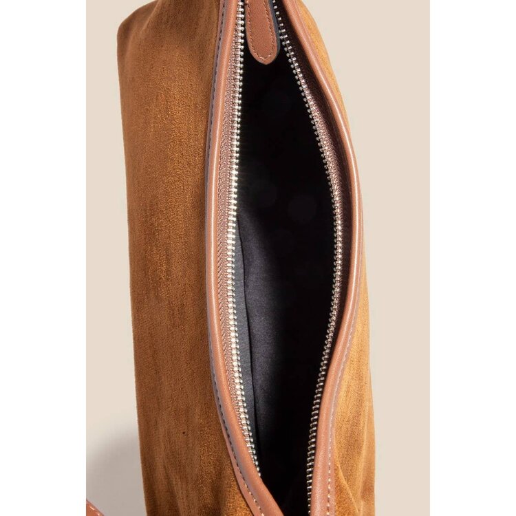 Faux Suede Handbag Brown