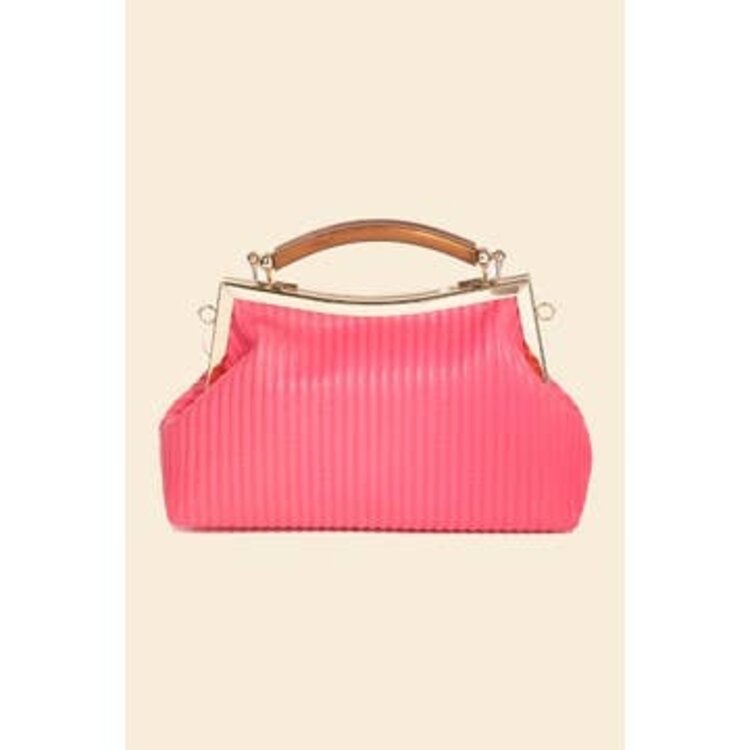Ribbed Textured Clutch Fuchsia