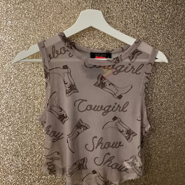 Nylon Apparel Cowboy Print Mesh Tank Top