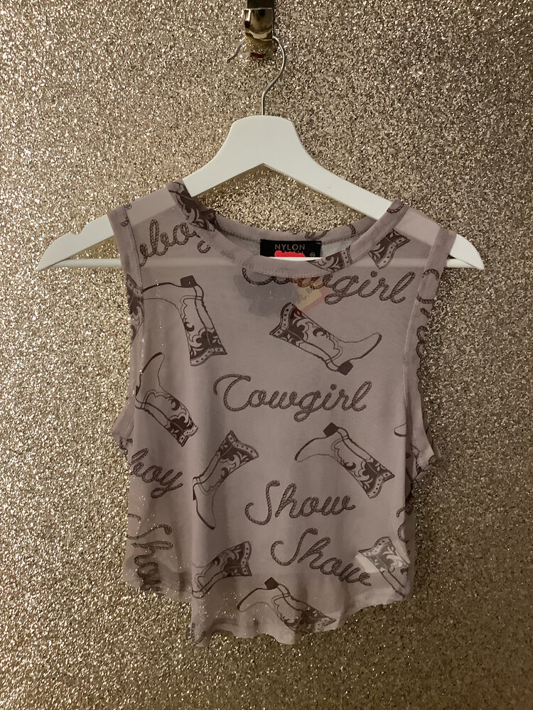 Nylon Apparel Cowboy Print Mesh Tank Top