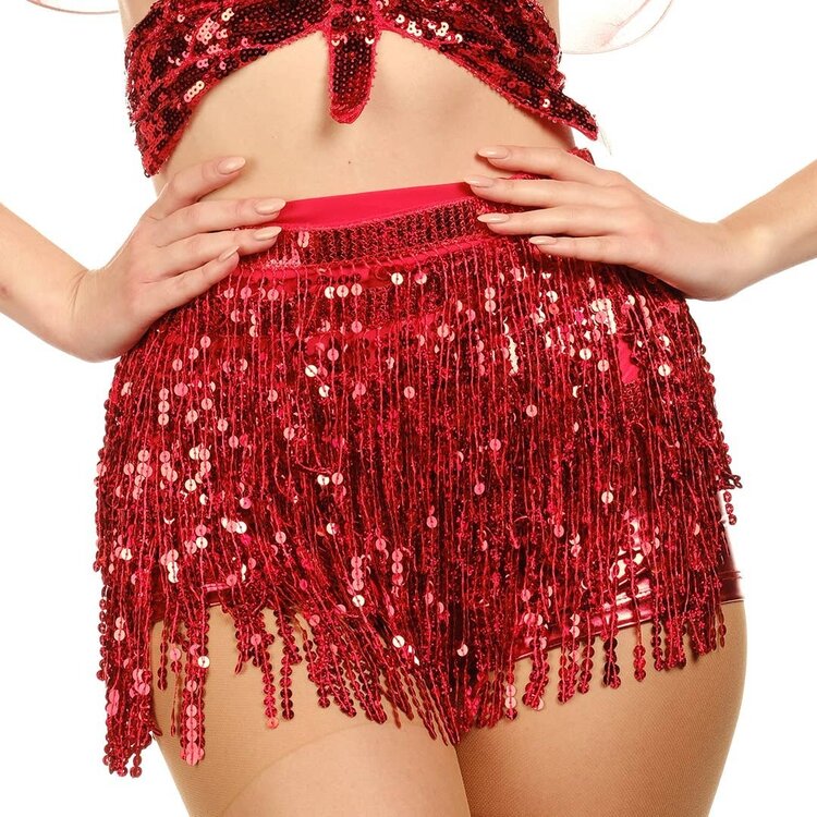 Funcredible Sequin Fringe Skirt w/Satin Tie