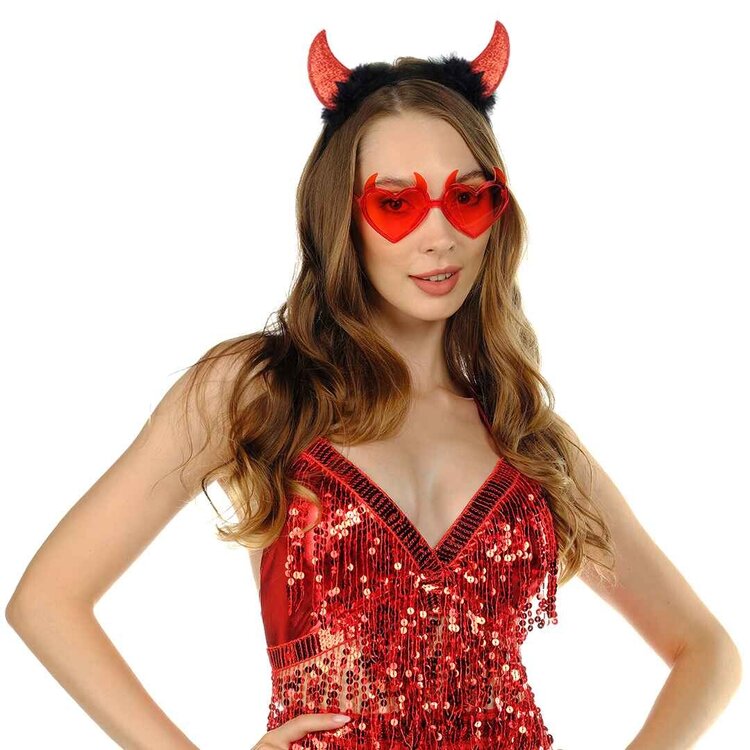 Funcredible Devil Horns/Glasses Set - Red