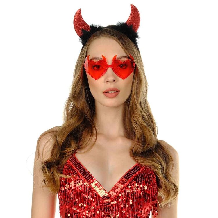 Funcredible Devil Horns/Glasses Set - Red