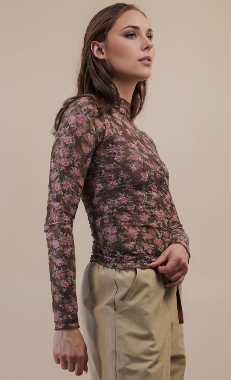 Sheer Lace Long Sleeve Top