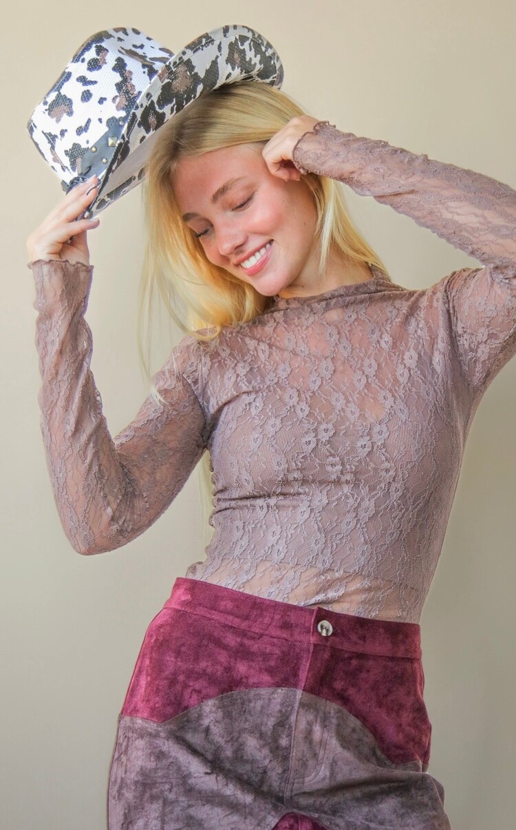 Sheer Lace Long Sleeve Top