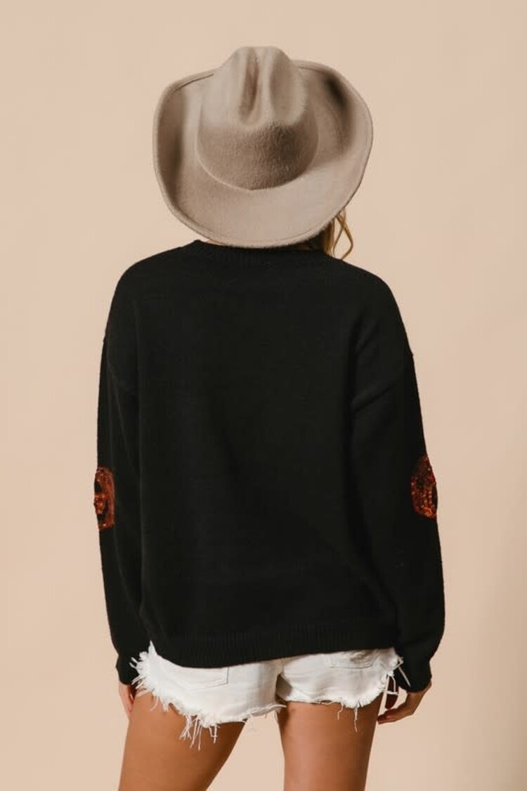 Sequin/Tinsel Pumpkin Sweater
