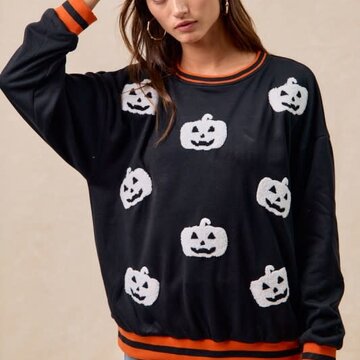 Pumpkin Sweatshirt w/Rib Detail