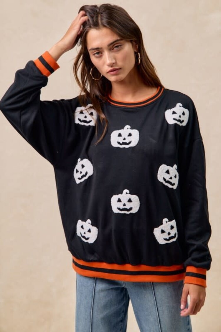 Pumpkin Sweatshirt w/Rib Detail