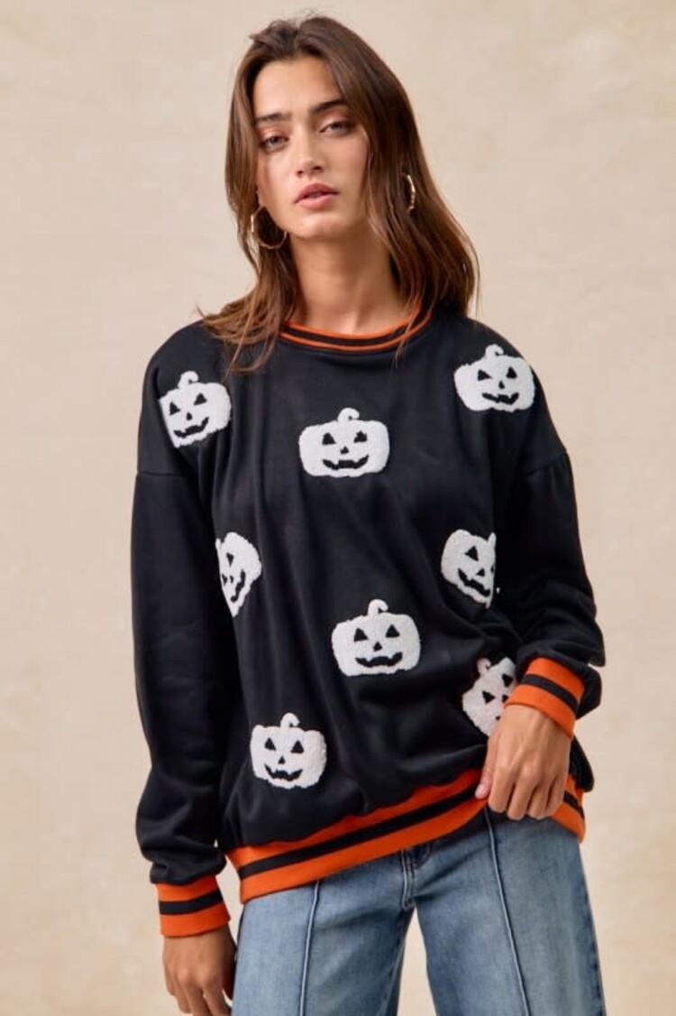 Pumpkin Sweatshirt w/Rib Detail