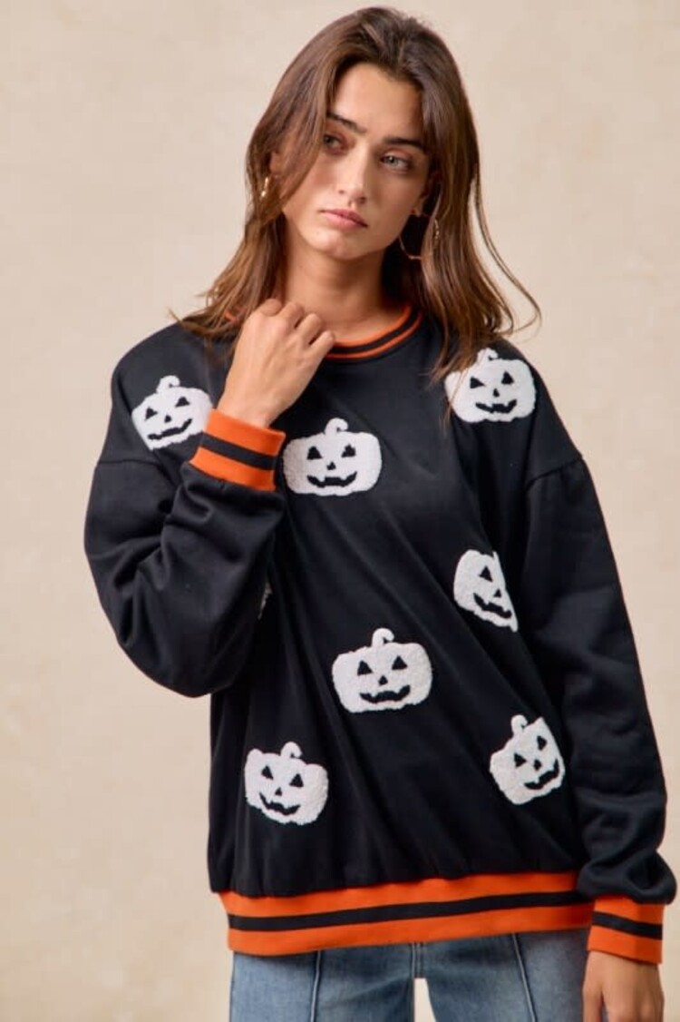 Pumpkin Sweatshirt w/Rib Detail