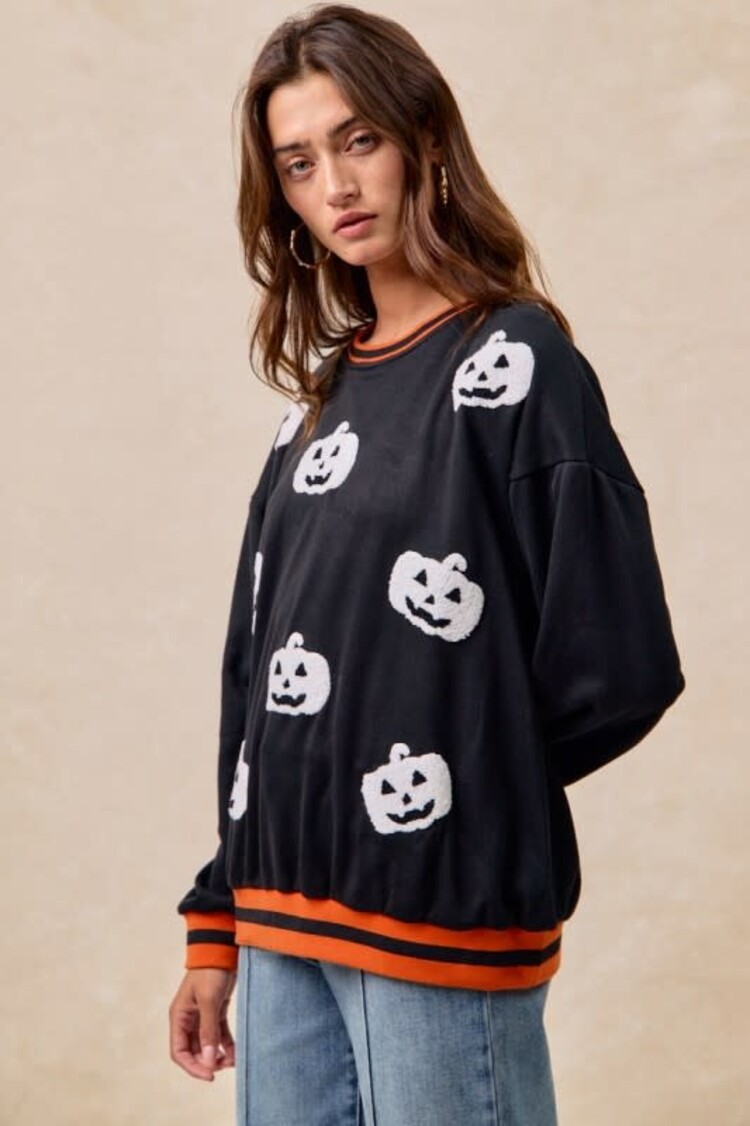 Pumpkin Sweatshirt w/Rib Detail