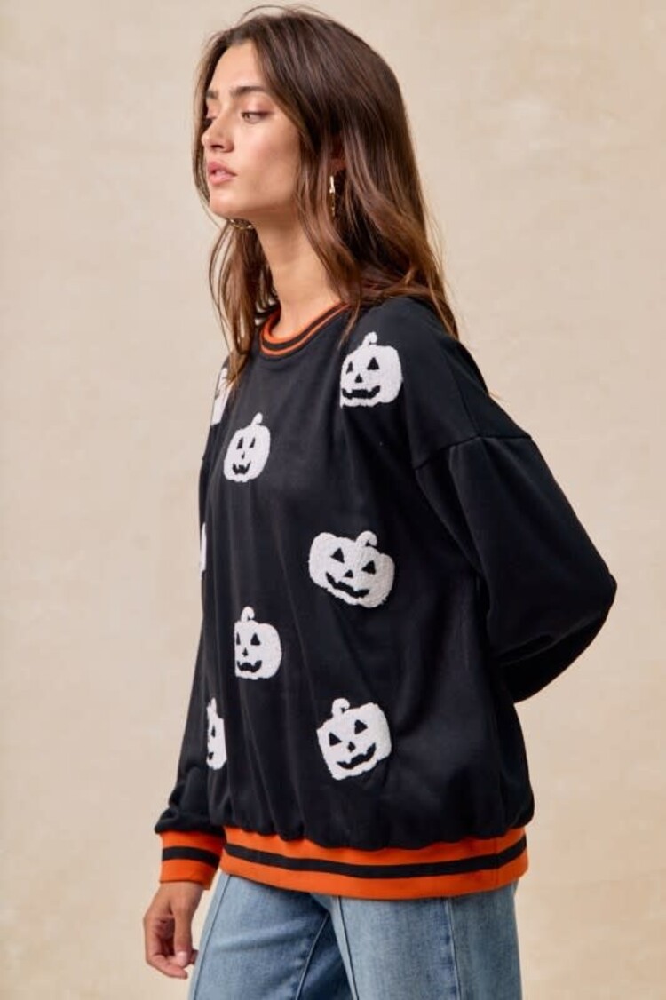 Pumpkin Sweatshirt w/Rib Detail