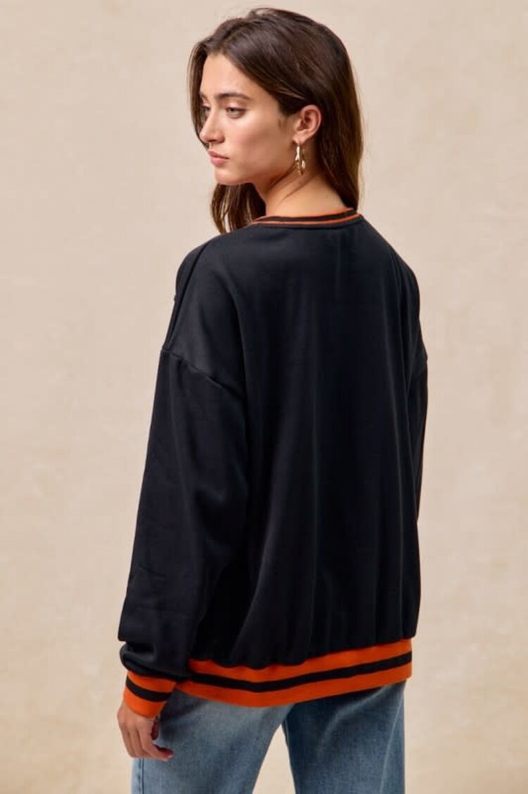 Pumpkin Sweatshirt w/Rib Detail