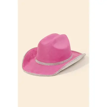 Pave Rhinestone Trim Western Cowboy Hat