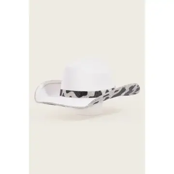 Rhinestone Studded Cow Print Cowboy Hat