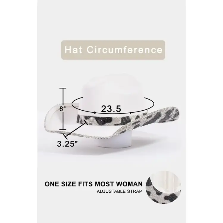 Rhinestone Studded Cow Print Cowboy Hat