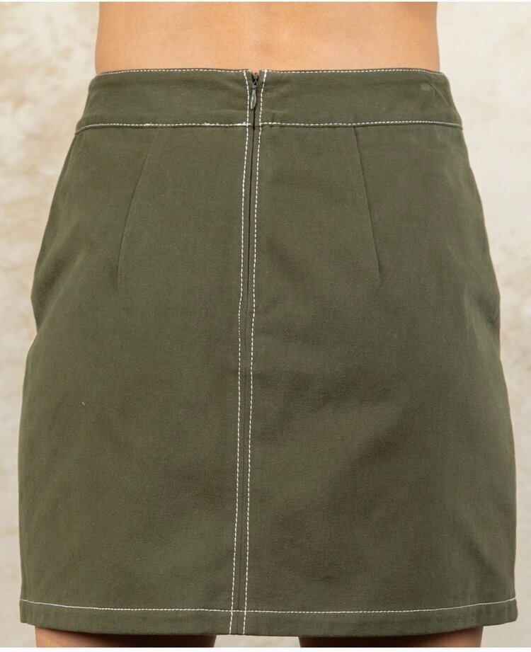 Contrast Color Stitch Mini Skirt