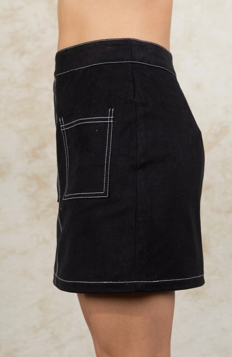 Contrast Color Stitch Mini Skirt