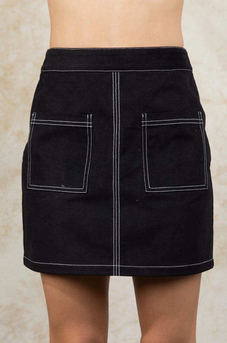 Contrast Color Stitch Mini Skirt
