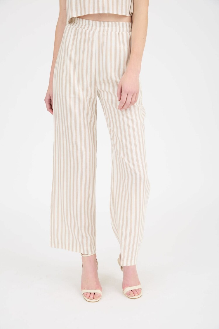Striped Linen Wide Leg Pant