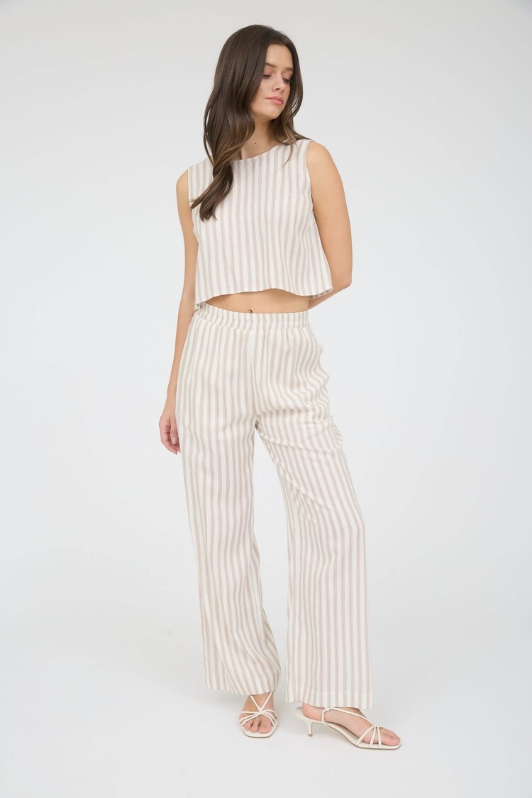 Striped Linen Wide Leg Pant