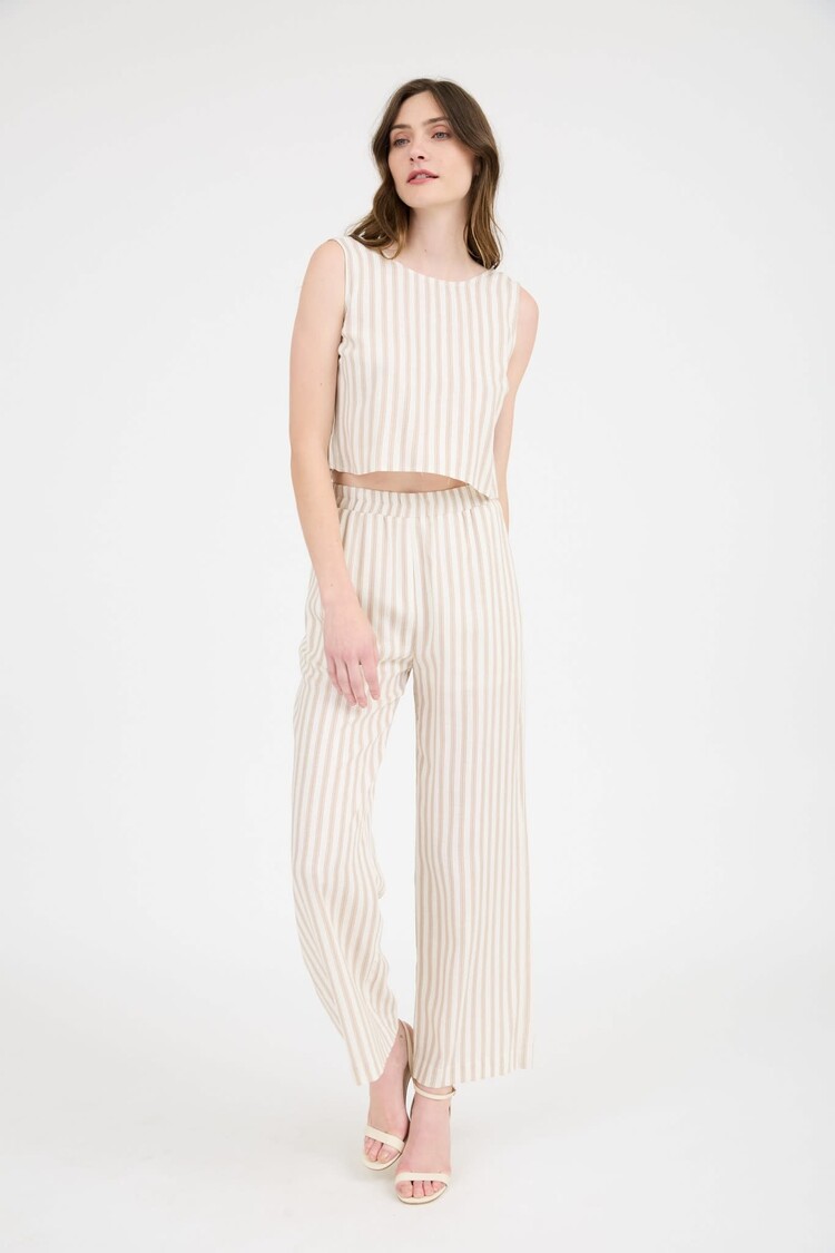 Striped Linen Wide Leg Pant