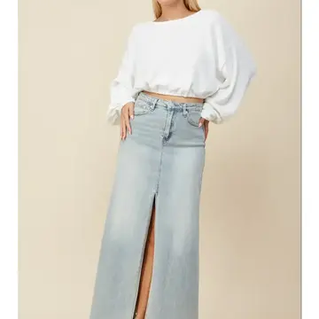 Maxi Denim Skirt w/Split