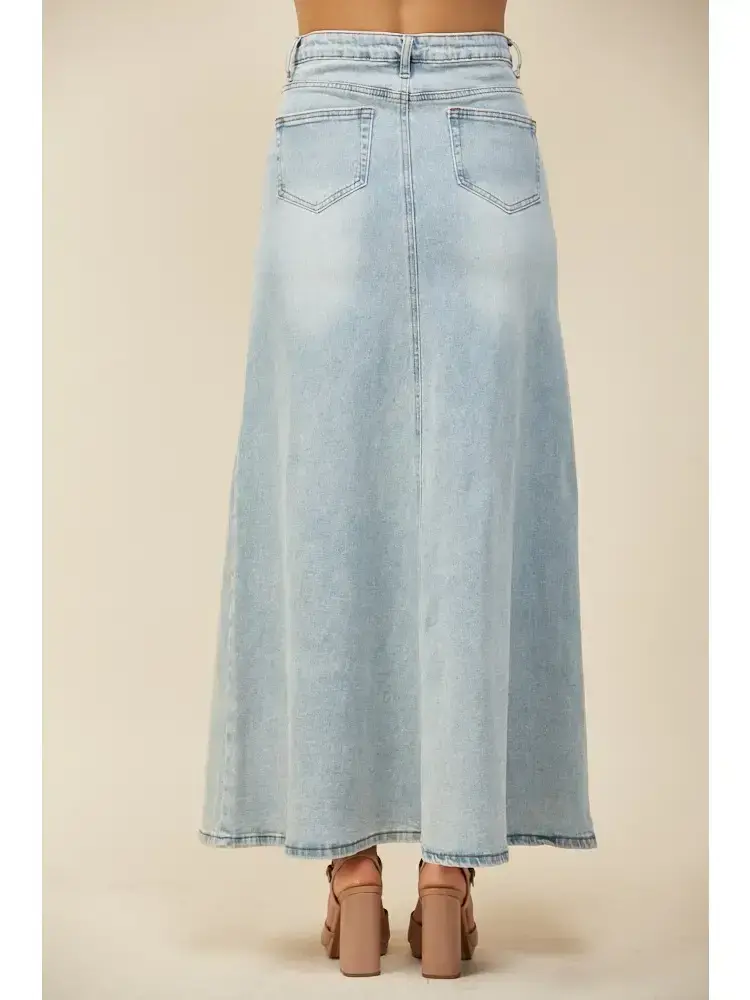 Maxi Denim Skirt w/Split