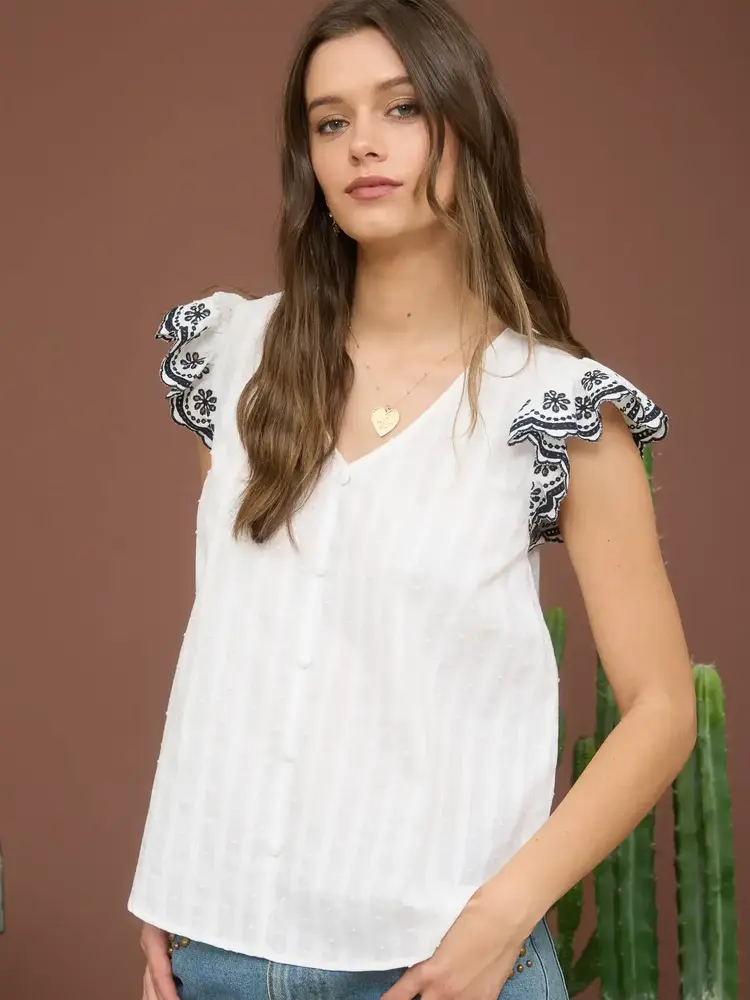 Stripe Contrast Floral Sleeve Top