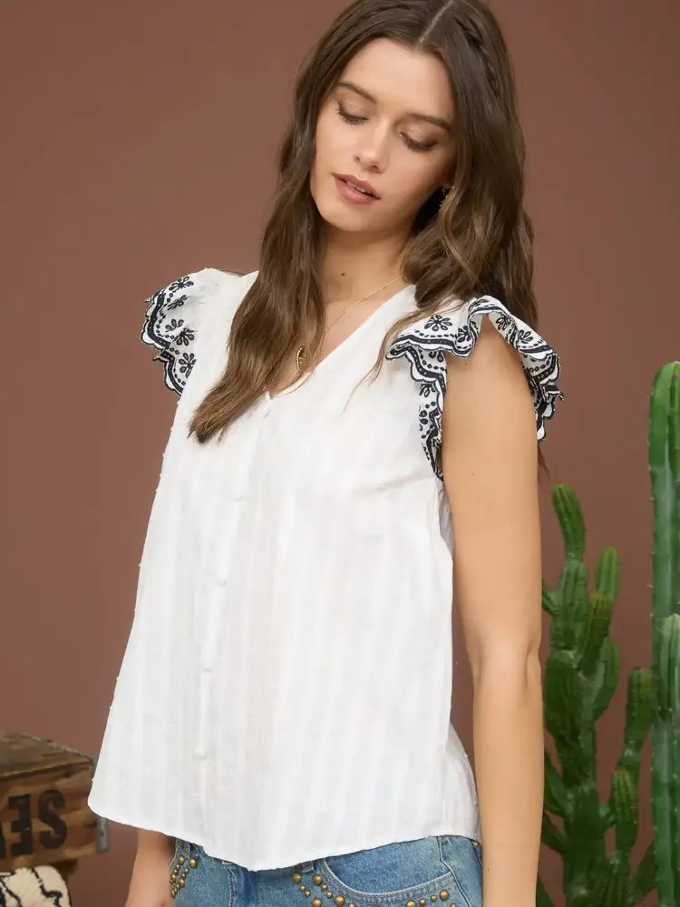 Stripe Contrast Floral Sleeve Top