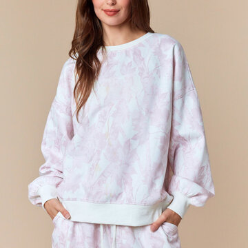 Leaf Printed Fleece Sweatshirt