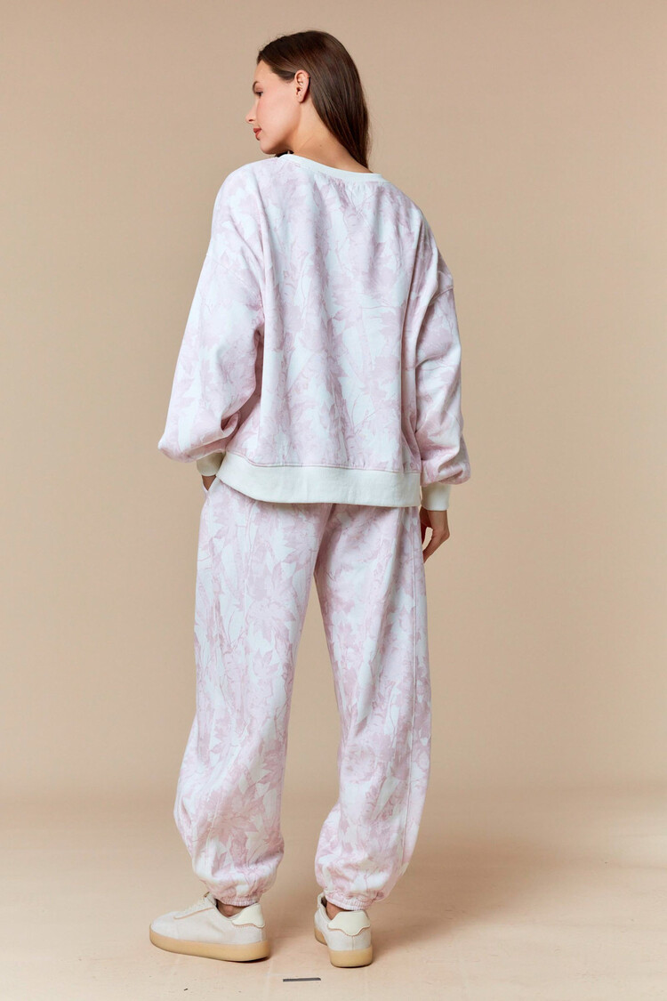 Leaf Printed Fleece Sweatshirt