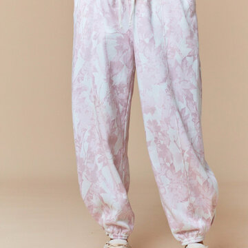 Leaf Printed Fleece Sweatpants