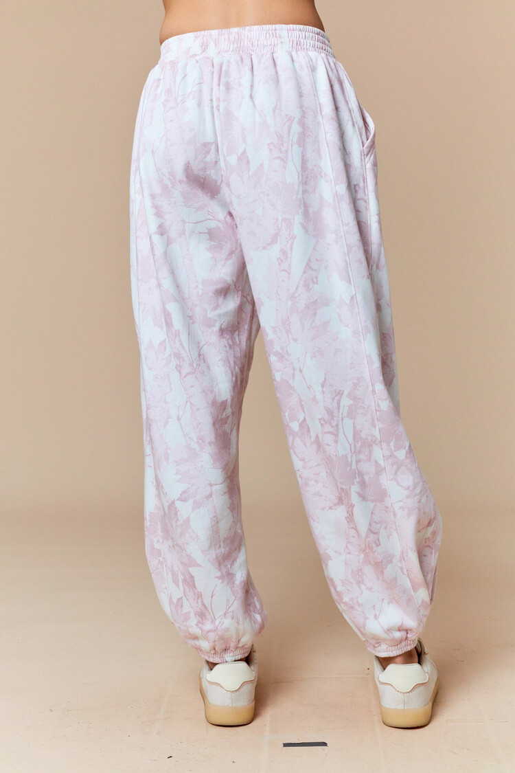 Leaf Printed Fleece Sweatpants