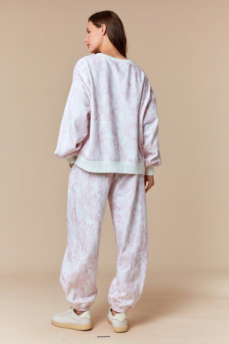 Leaf Printed Fleece Sweatpants