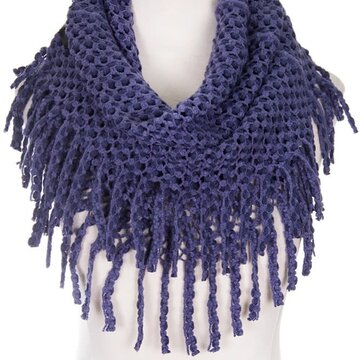 Two Tone Infinity Scarf w/Fringe