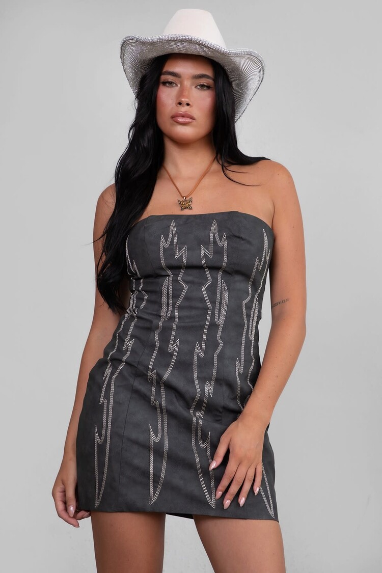 Embroidered Western Mini Dress