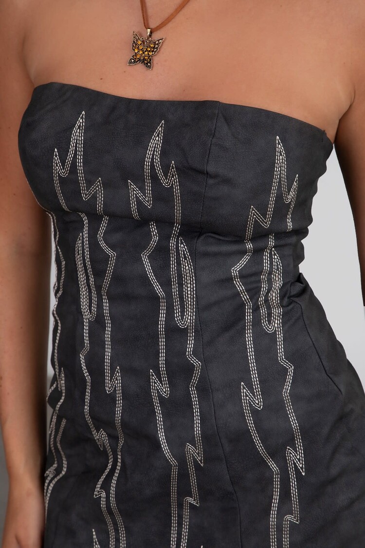 Embroidered Western Mini Dress