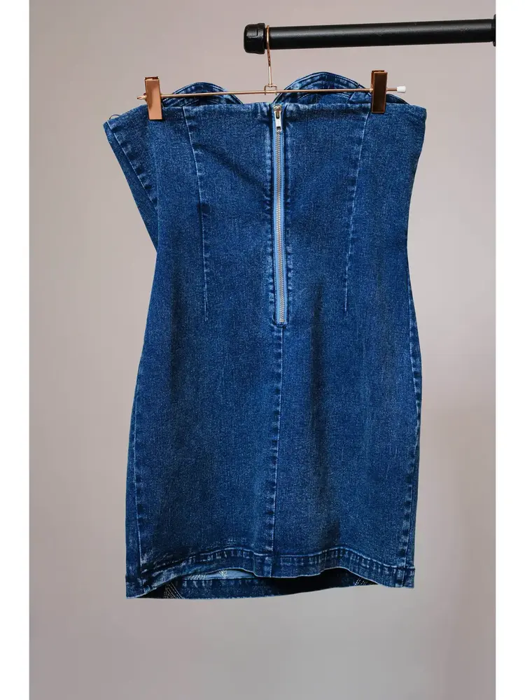 Sweetheart Cutout Denim Mini Dress