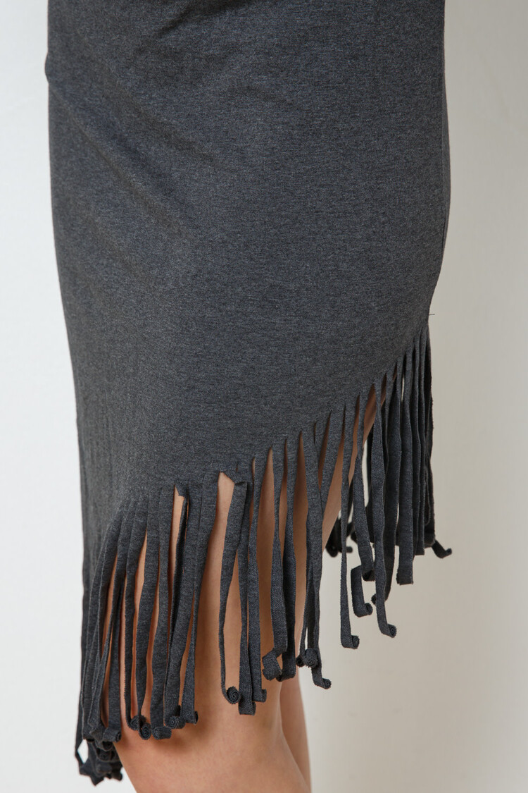Fringe Asymmetrical French Terry Skirt
