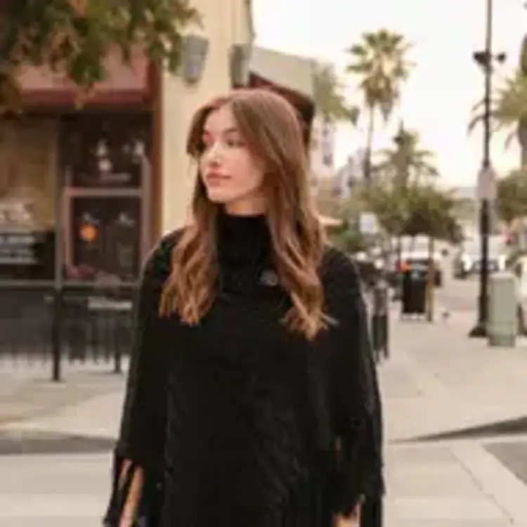 Turtleneck Cable Knit Poncho w/Tassels