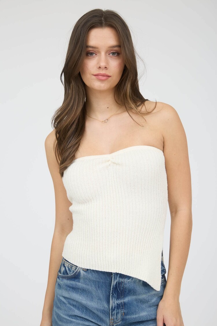 Strapless Asymmetrical Sweater Top