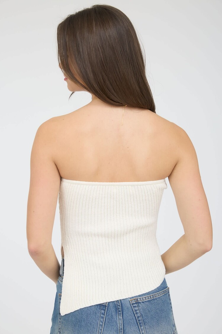 Strapless Asymmetrical Sweater Top