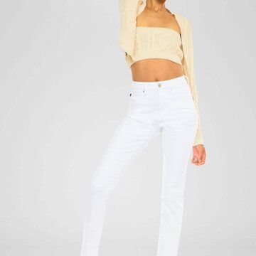 High Rise Straight Stretch Denim Jeans