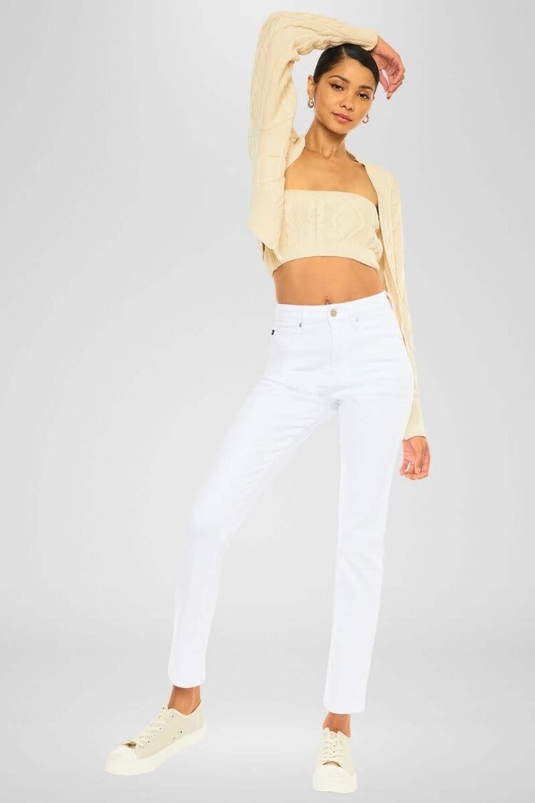 High Rise Straight Stretch Denim Jeans