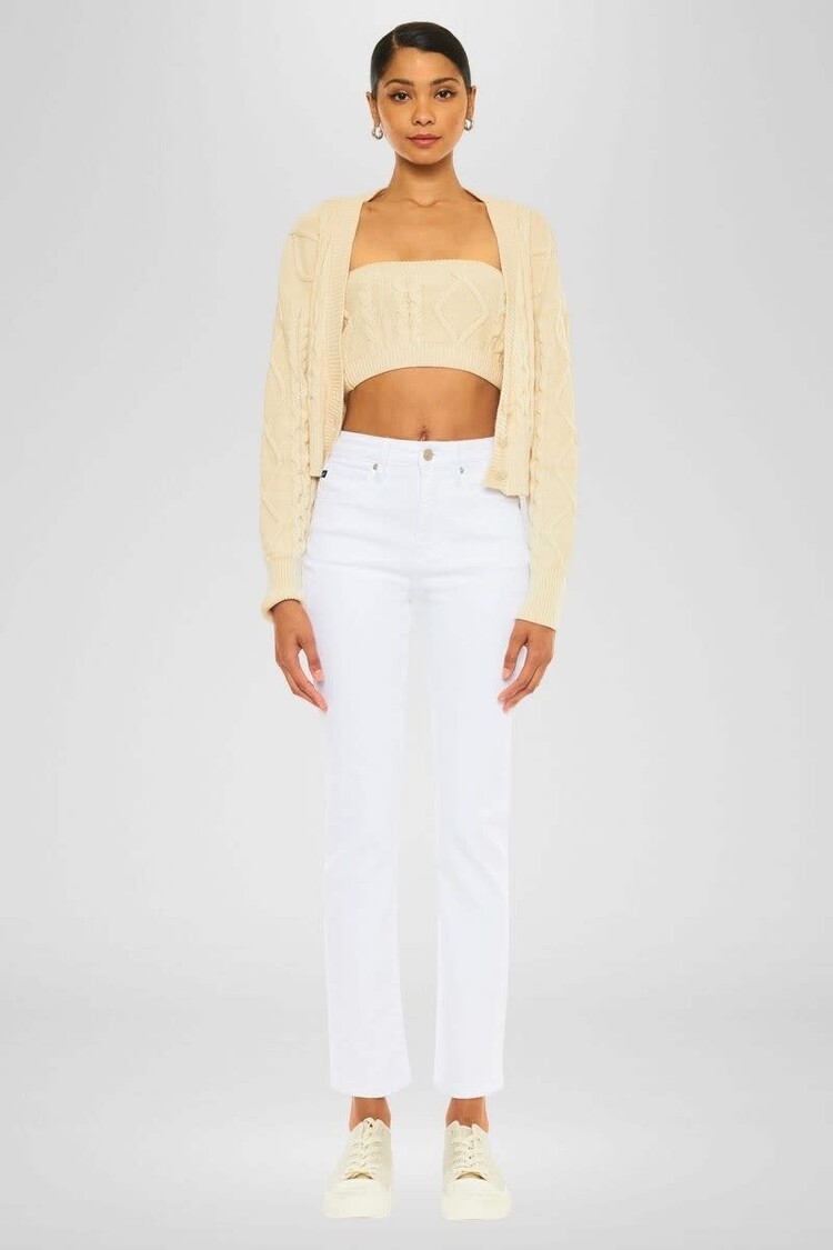 High Rise Straight Stretch Denim Jeans