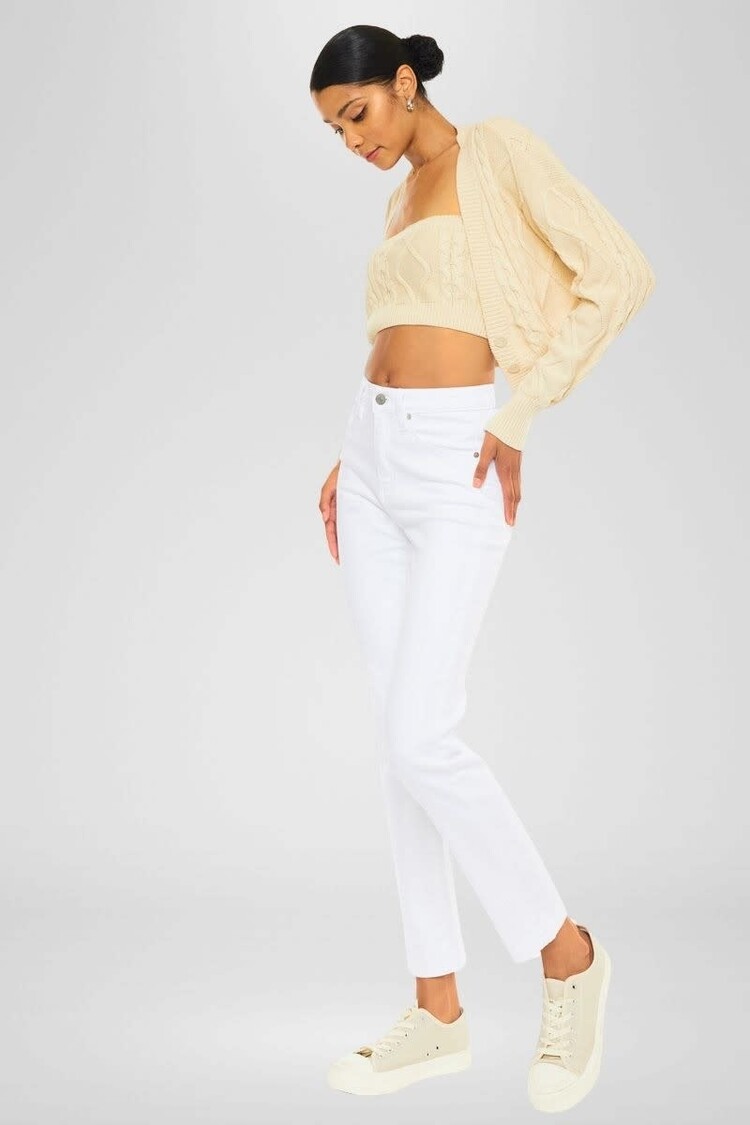 High Rise Straight Stretch Denim Jeans