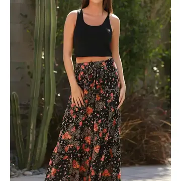 Wide Leg Floral Pants w/Tie Waist