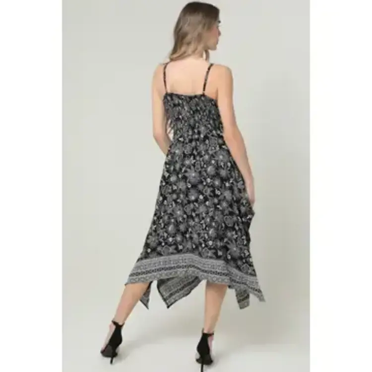 V Neck Hanky Hem Maxi Dress