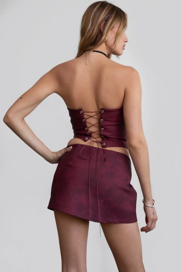 Vegan Leather Embroidered Corset